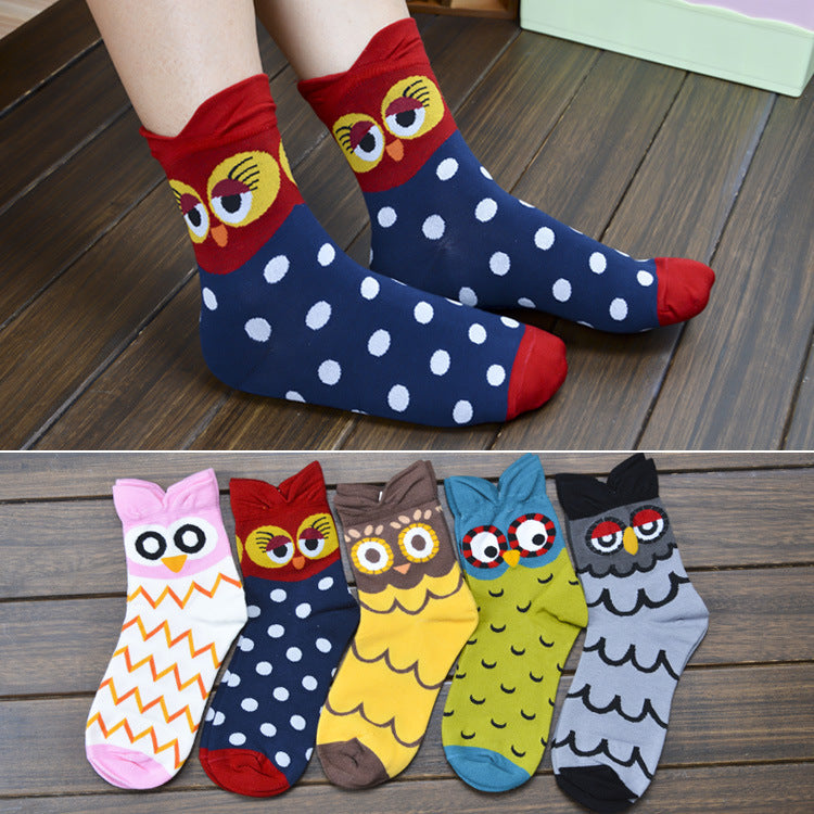Cute 3D Animal Socks - Cotton Owl Women's Socks