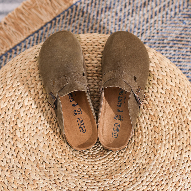 Leather French Retro Slippers