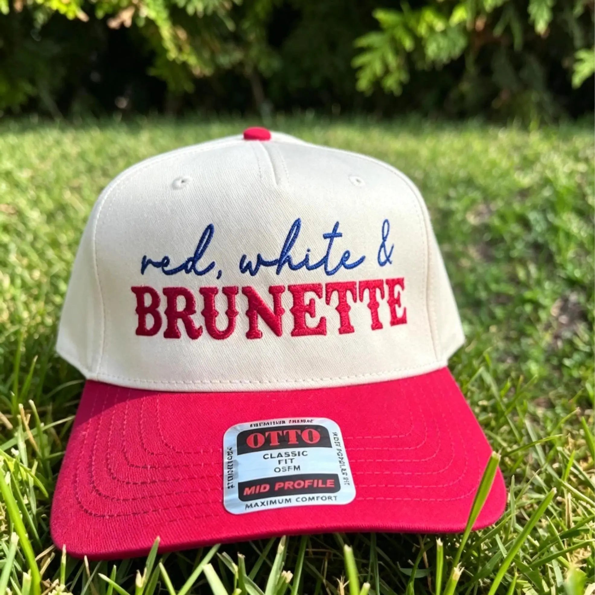 Women's Red White & Brunette Trucker Hat 