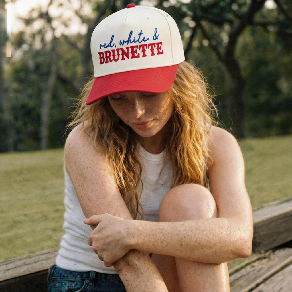 Women's Red White & Brunette Trucker Hat 