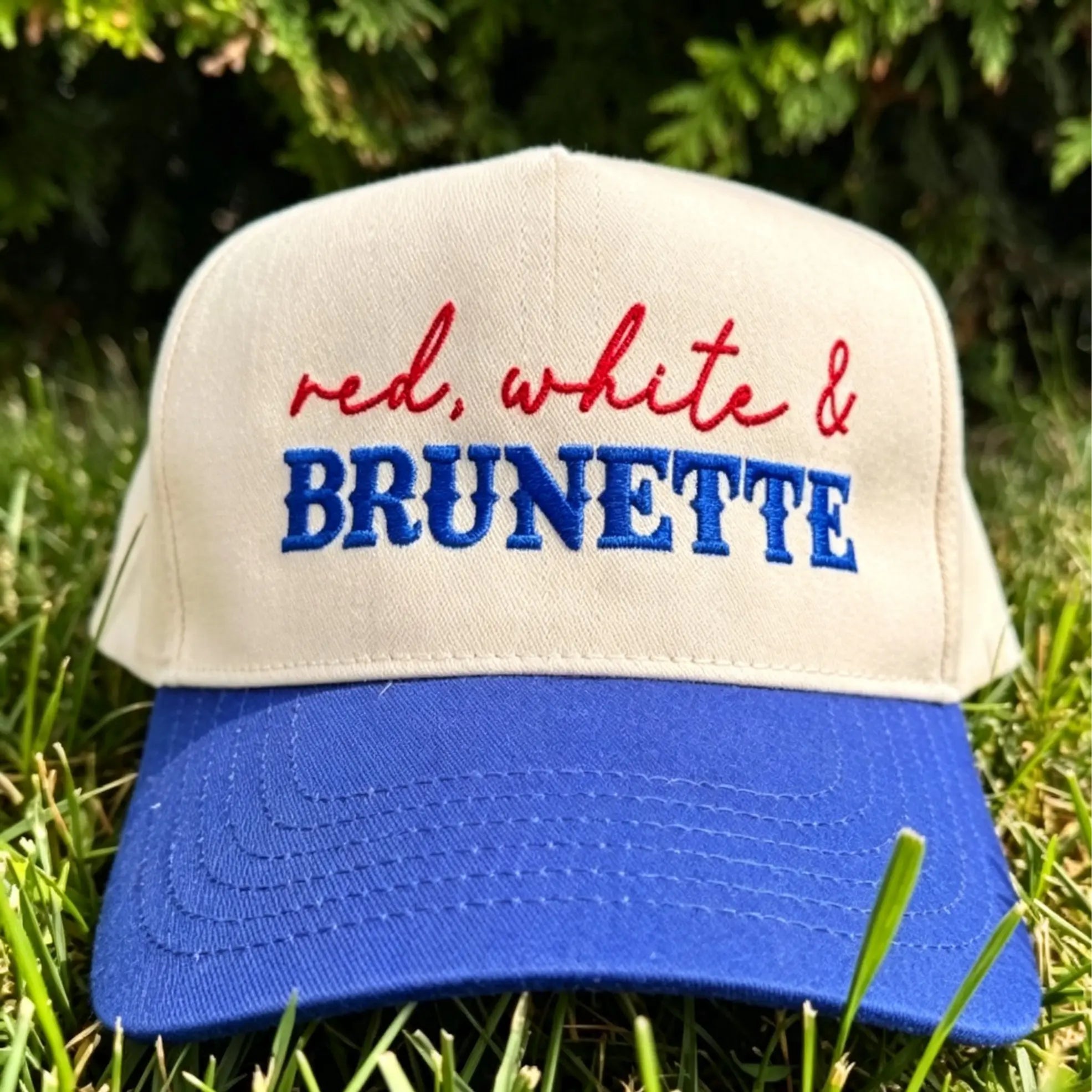Women's Red White & Brunette Trucker Hat 