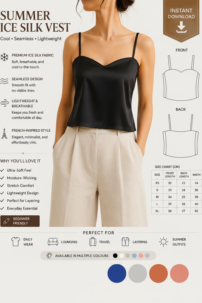 Silk Seamless French Vest