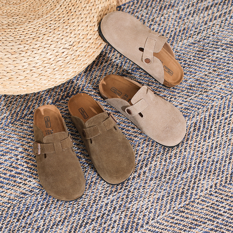 Leather French Retro Slippers