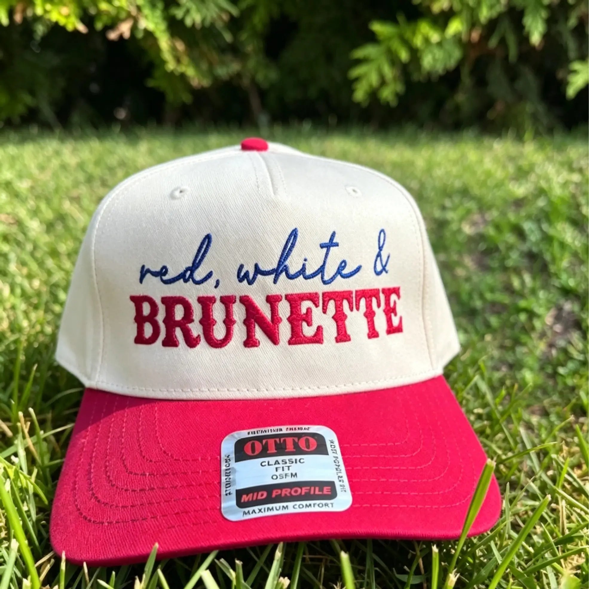Women's Red White & Brunette Trucker Hat 