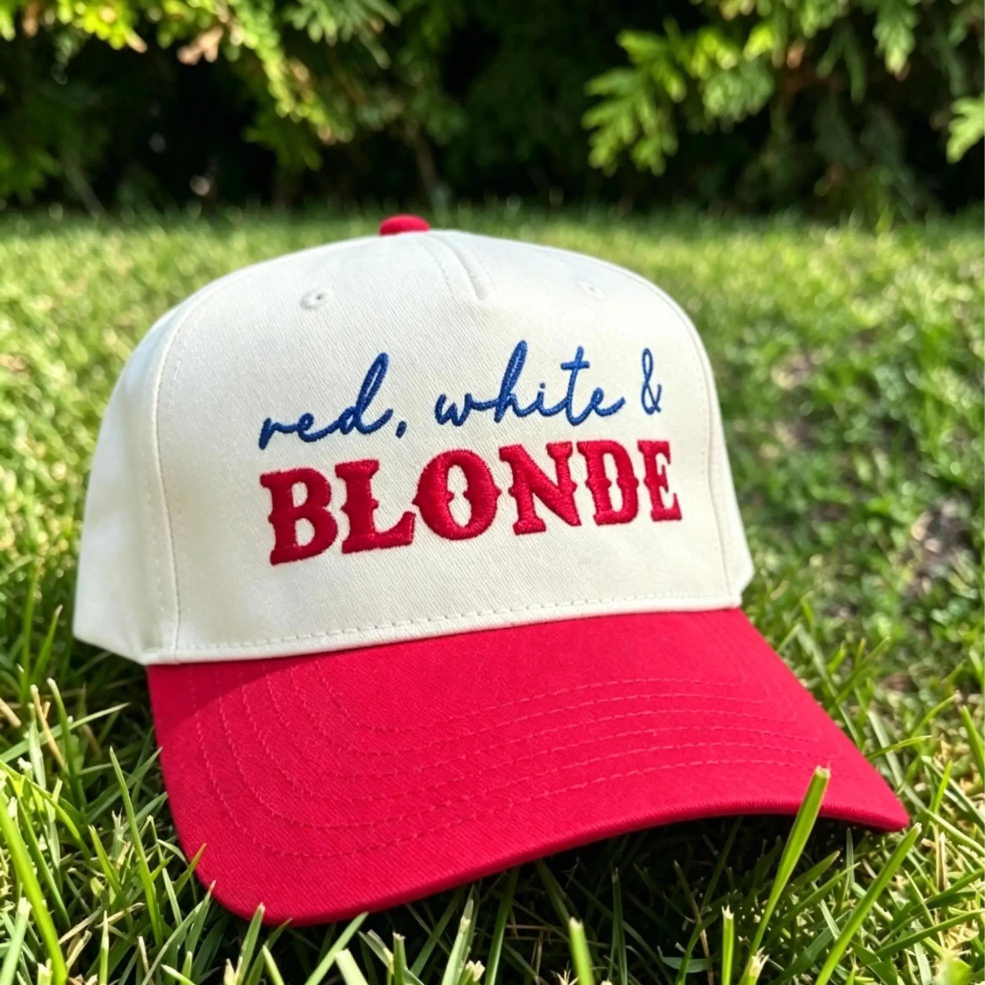 Women's Red White & Brunette Trucker Hat 